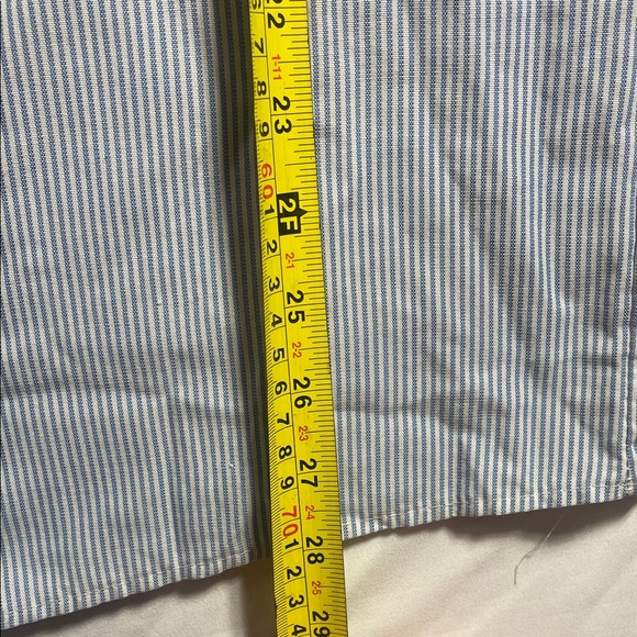 Vintage Men's Light Blue Striped Short Sleeve Button-Down Shirt - Picture 7 of 8